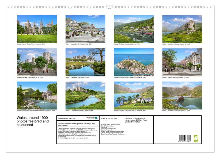 Produktbild: Wales around 1900 - photos restored and colourised (Wall Calendar 2026 DIN A2 landscape), CALVENDO 12 Month Wall Calendar