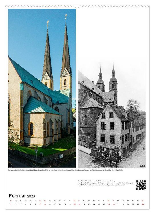 Produktbild: Bielefelder Fotomotive heute und damals mit historischen Ereignissen (Wandkalender 2026 DIN A2 hoch), CALVENDO Monatskalender