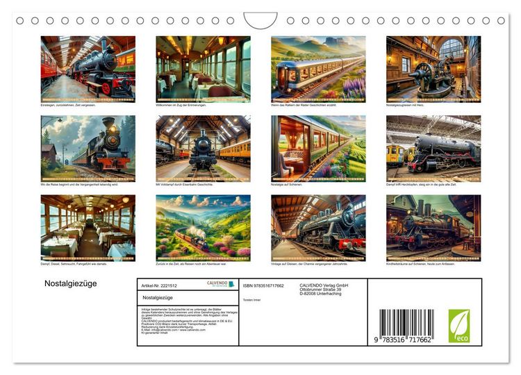Produktbild: Nostalgiez&uuml;ge (Wandkalender 2026 DIN A4 quer), CALVENDO Monatskalender