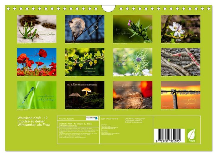 Produktbild: Weibliche Kraft - 12 Impulse zu deiner Wirksamkeit als Frau (Wandkalender 2026 DIN A4 quer), CALVENDO Monatskalender