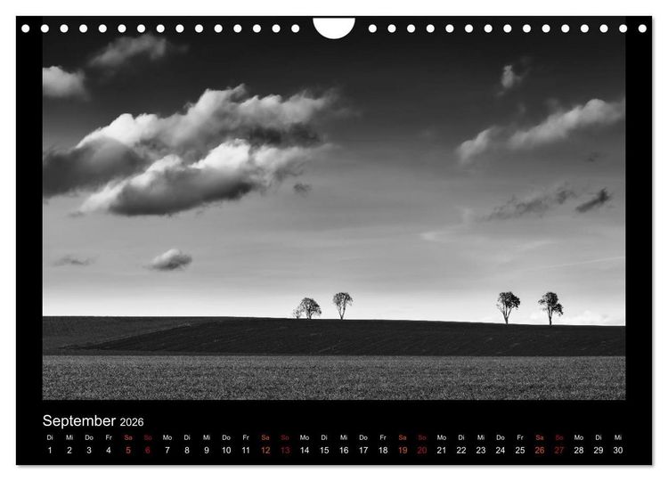 Produktbild: Soultouch - Schwarzwei&szlig; Landschaften, die die Seele ber&uuml;hren (Wandkalender 2026 DIN A4 quer), CALVENDO Monatskalender