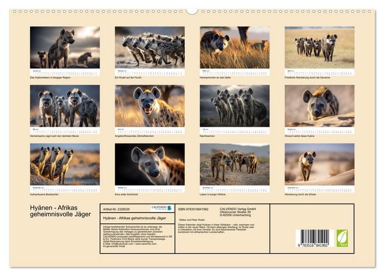 Produktbild: Hy&auml;nen - Afrikas geheimnisvolle J&auml;ger (hochwertiger Premium Wandkalender 2027 DIN A2 quer), Kunstdruck in Hochglanz