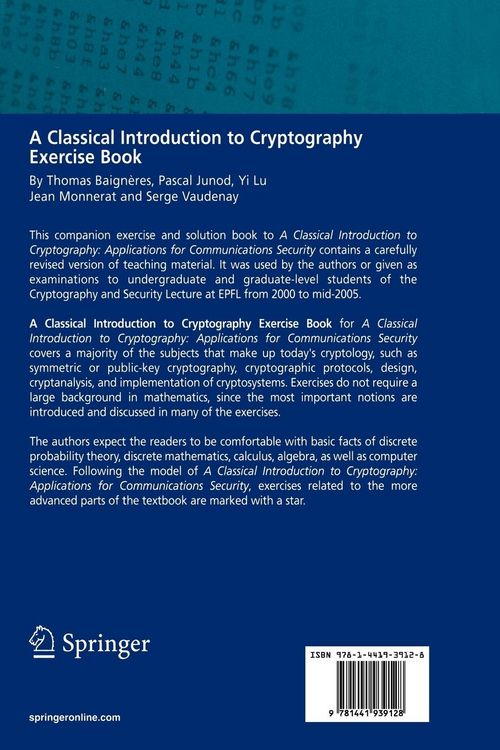 Produktbild: A Classical Introduction to Cryptography Exercise Book