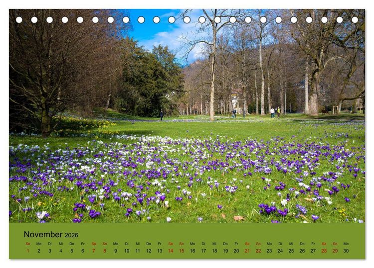 Produktbild: Kurpark Baden-Baden (Tischkalender 2026 DIN A5 quer), CALVENDO Monatskalender