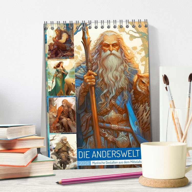 Produktbild: Die Anderswelt. Mystische Gestalten aus dem Mittelalter (Tischkalender 2026 DIN A5 hoch), CALVENDO Monatskalender
