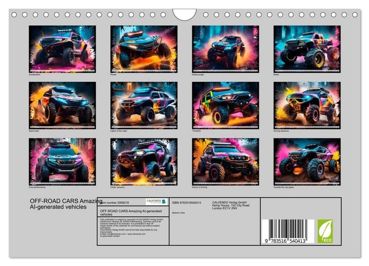 Produktbild: OFF-ROAD CARS Amazing AI-generated vehicles (Wall Calendar 2026 DIN A4 landscape), CALVENDO 12 Month Wall Calendar