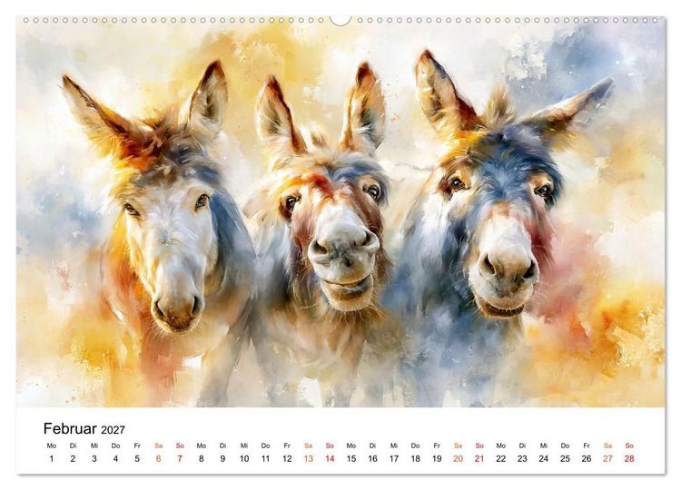 Produktbild: Esel - Wenn Ruhe ein Gesicht h&auml;tte (hochwertiger Premium Wandkalender 2027 DIN A2 quer), Kunstdruck in Hochglanz