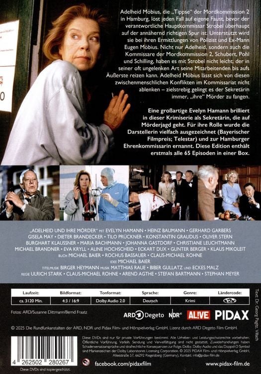 Produktbild: Adelheid und ihre M&ouml;rder - Komplettbox / Die komplette 65-teilige preisgekr&ouml;nte Kult-Serie mit Evelyn Hamann (Pidax Serien-Klassiker) [15 DVDs]
