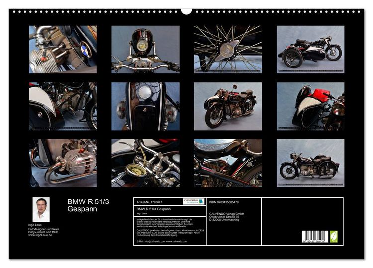 Produktbild: BMW R 51/3 Gespann (Wandkalender 2025 DIN A2 quer), CALVENDO Monatskalender