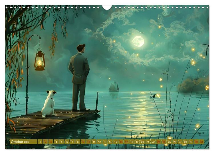 Produktbild: B&uuml;cher, Liebe und ein kleiner Hund (Wandkalender 2027 DIN A3 quer), CALVENDO Monatskalender