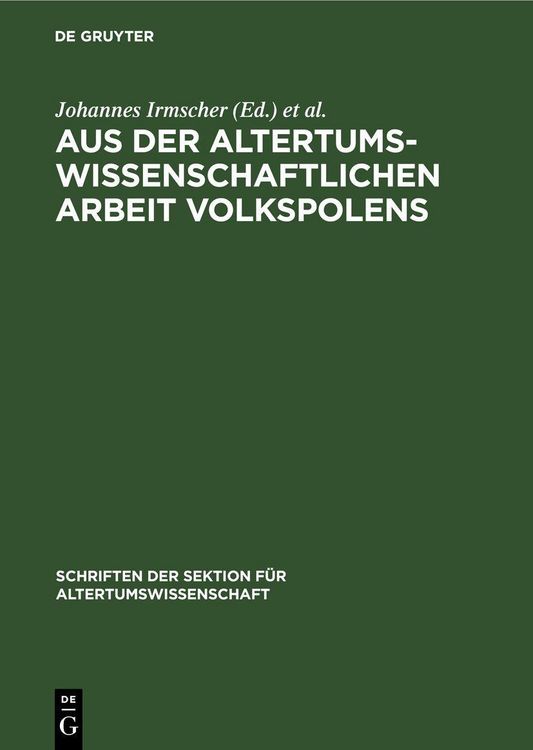 Produktbild: Aus der altertumswissenschaftlichen Arbeit Volkspolens