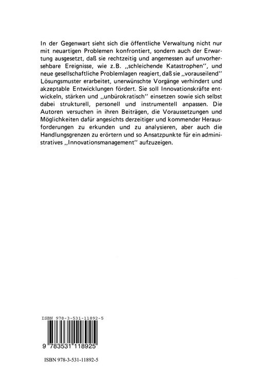 Produktbild: Herausforderungen an die Innovationskraft der Verwaltung