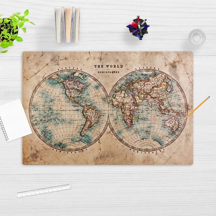 Produktbild: Cover-your-desk Schreibtischunterlage f&uuml;r Kinder und Erwachsene Historische Weltkarte, aus hochwertigem Vinyl , 60 x 40 cm