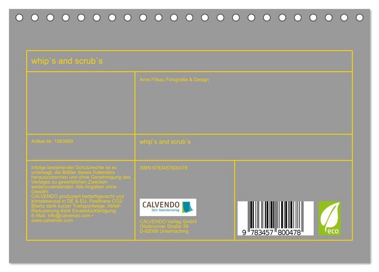 Produktbild: whip`s and scrub`s (Tischkalender 2026 DIN A5 quer), CALVENDO Monatskalender