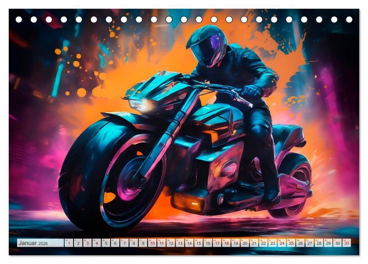Produktbild: Coole KI-generierte MOTORR&Auml;DER (Tischkalender 2026 DIN A5 quer), CALVENDO Monatskalender