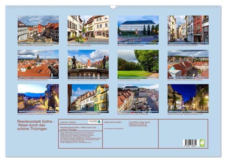 Produktbild: Residenzstadt Gotha - Reise durch das sch&ouml;ne Th&uuml;ringen (Wandkalender 2026 DIN A2 quer), CALVENDO Monatskalender