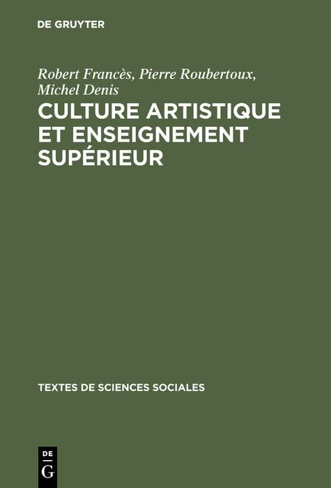 Produktbild: Culture artistique et enseignement sup&eacute;rieur