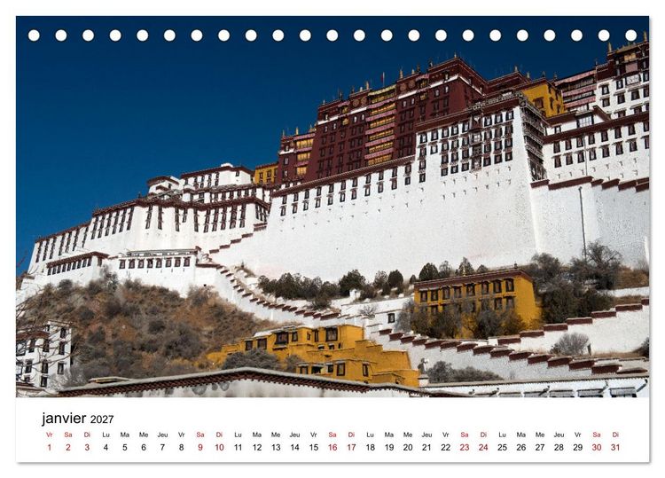 Produktbild: Monast&egrave;res et paysages du Tibet (Calendrier de bureau 2027 DIN A5 vertical), CALVENDO calendrier mensuel