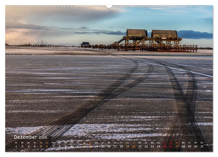 Produktbild: Westk&uuml;ste - Zwischen St. Peter Ording, B&uuml;sum und Elbe (Wandkalender 2026 DIN A2 quer), CALVENDO Monatskalender