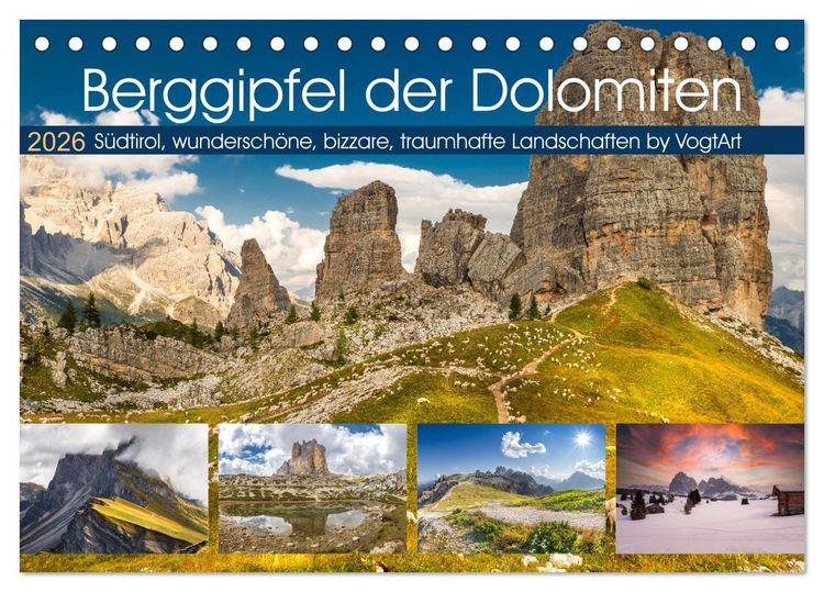 Produktbild: Berggipfel der Dolomiten (Tischkalender 2026 DIN A5 quer), CALVENDO Monatskalender