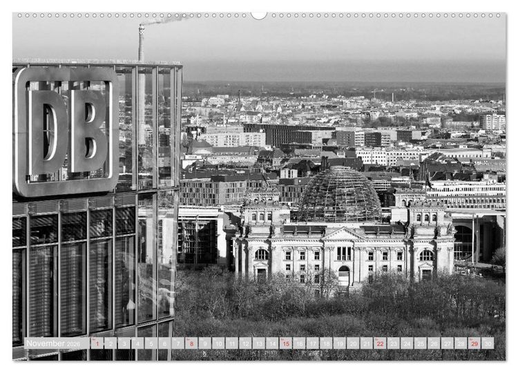 Produktbild: Berliner Ansichten in Schwarz und Wei&szlig; (Wandkalender 2026 DIN A2 quer), CALVENDO Monatskalender