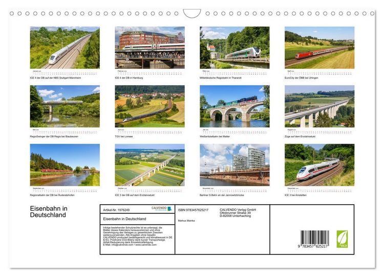 Produktbild: Eisenbahn in Deutschland (Wandkalender 2026 DIN A3 quer), CALVENDO Monatskalender
