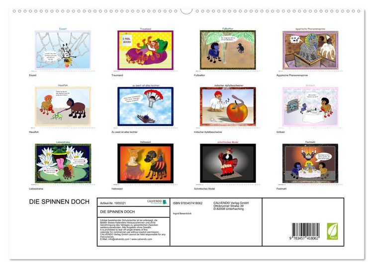Produktbild: DIE SPINNEN DOCH (hochwertiger Premium Wandkalender 2026 DIN A2 quer), Kunstdruck in Hochglanz