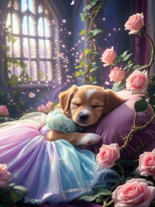 Produktbild: CALVENDO Puzzle Dornr&ouml;schen Hundewelpe | 1000 Teile Lege-Gr&ouml;&szlig;e 64x48cm Foto-Puzzle f&uuml;r gl&uuml;ckliche Stunden