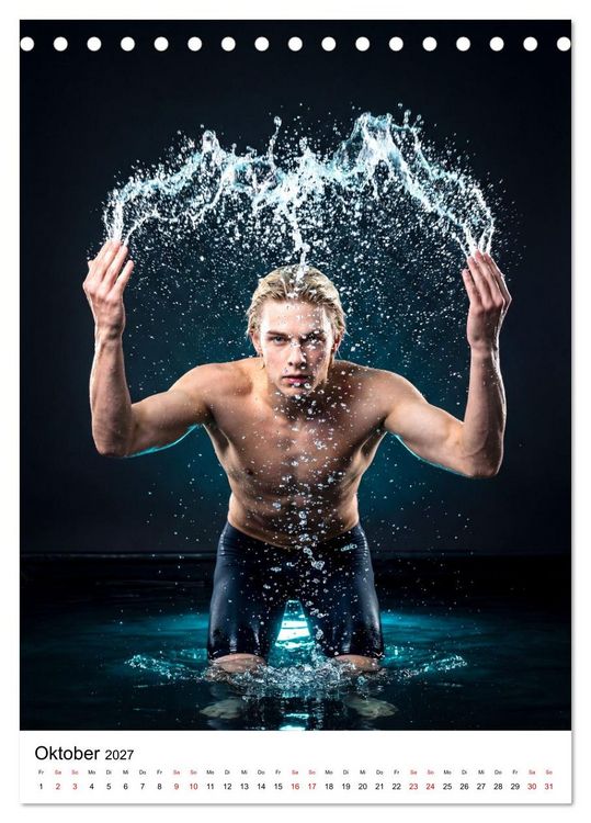 Produktbild: Im Bann des Wassers - Athletische &Auml;sthetik m&auml;nnlicher Schwimmer (Tischkalender 2027 DIN A5 hoch), CALVENDO Monatskalender
