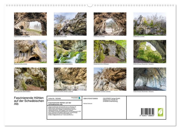 Produktbild: Faszinierende H&ouml;hlen auf der Schw&auml;bischen Alb (hochwertiger Premium Wandkalender 2026 DIN A2 quer), Kunstdruck in Hochglanz