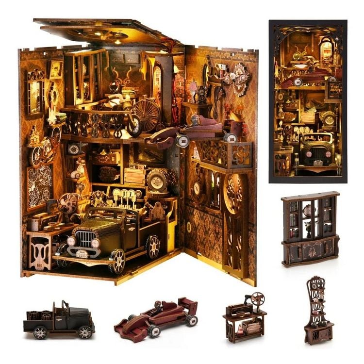 Produktbild: FiguredArt CH02 - DIY Book Nook, Vintage Garage, Puzzle 255 Teile, Miniatur-Diorama