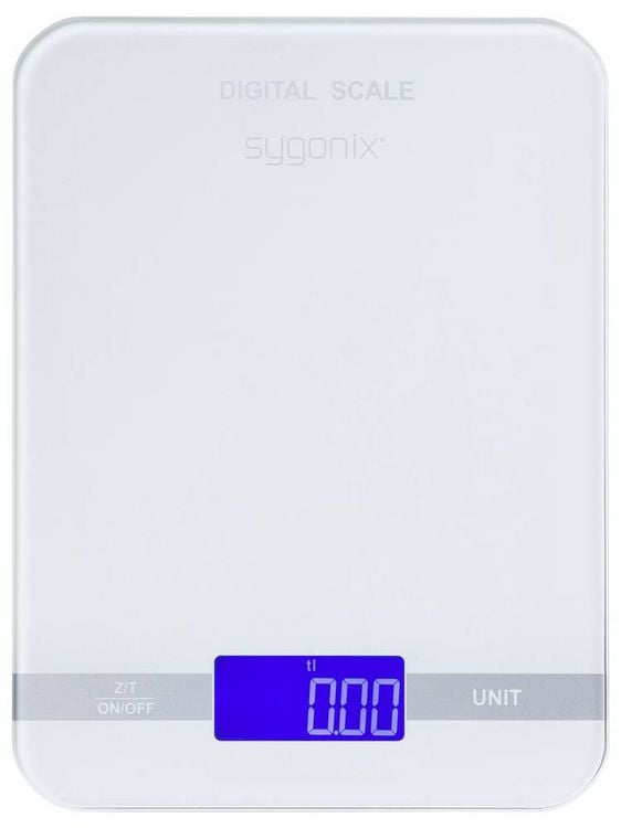 Produktbild: Sygonix Digitale K&uuml;chenwaage digital W&auml;gebereich (max.)=5kg Milchglas 165 x 220 x 20