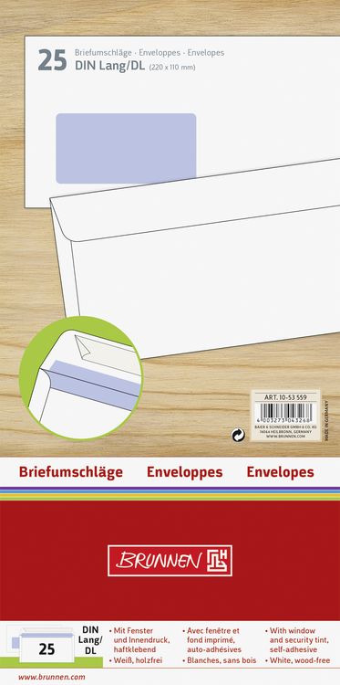 Produktbild: Brunnen Briefumschlag DIN Lang Fenster HK
