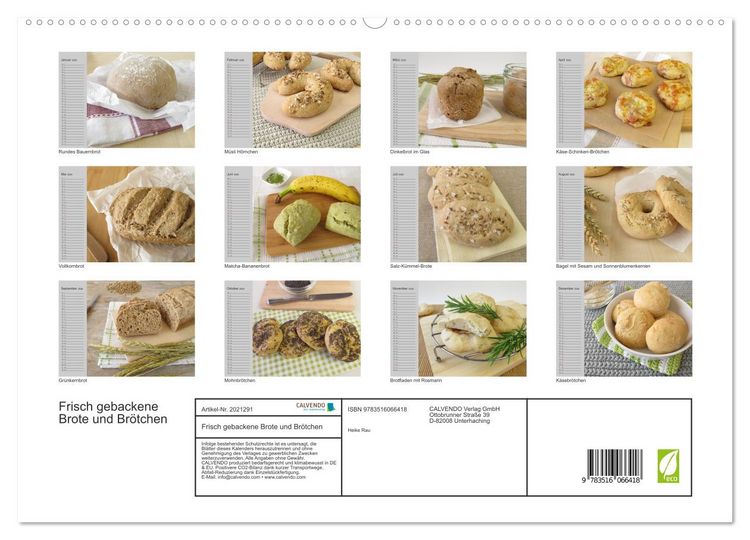 Produktbild: Frisch gebackene Brote und Br&ouml;tchen (hochwertiger Premium Wandkalender 2026 DIN A2 quer), Kunstdruck in Hochglanz