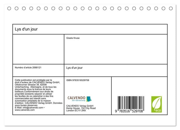 Produktbild: Lys d'un jour (Calendrier de bureau 2026 DIN A5 vertical), CALVENDO calendrier mensuel