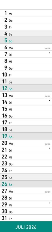 Produktbild: Streifenplaner MINT 2026 - Streifenkalender - Wandplaner - Küchen-Kalender - 11,3x49,5