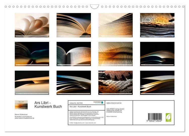 Produktbild: Ars Libri - Kunstwerk Buch (Wandkalender 2026 DIN A3 quer), CALVENDO Monatskalender