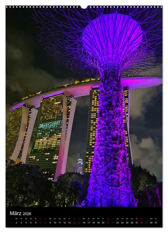 Produktbild: Singapur - Faszinierende Lichterwelt Marina Bay (Wandkalender 2026 DIN A2 hoch), CALVENDO Monatskalender