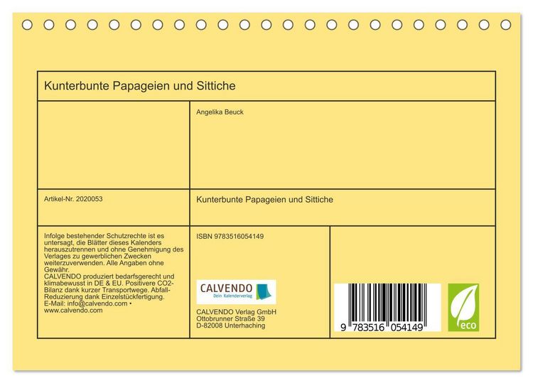 Produktbild: Kunterbunte Papageien und Sittiche (Tischkalender 2026 DIN A5 quer), CALVENDO Monatskalender