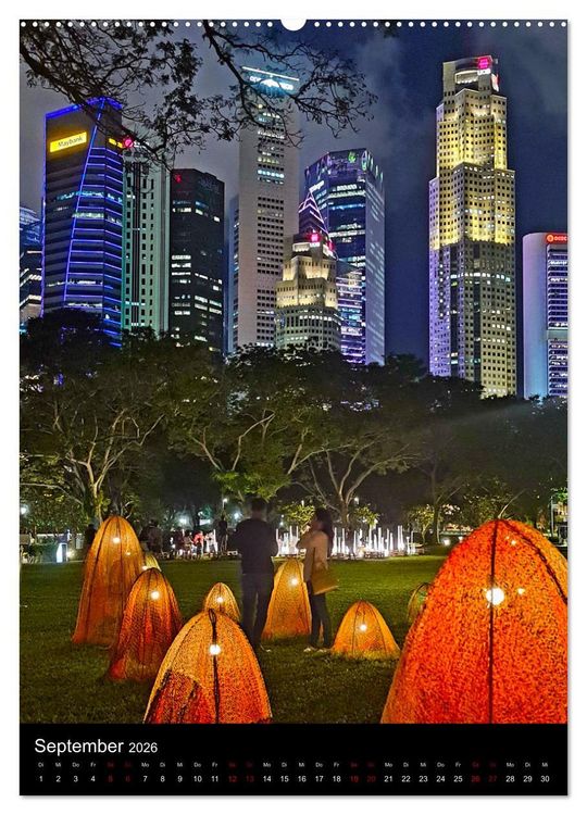 Produktbild: Singapur - Faszinierende Lichterwelt Marina Bay (Wandkalender 2026 DIN A2 hoch), CALVENDO Monatskalender