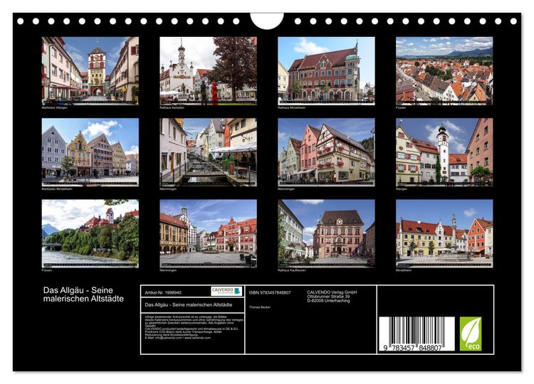 Produktbild: Das Allg&auml;u - Seine malerischen Altst&auml;dte (Wandkalender 2026 DIN A4 quer), CALVENDO Monatskalender