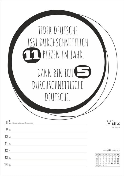 Produktbild: Typo-Spr&uuml;che-Kalender s/w Wochenplaner 2027 - mit 53 witzigen Spr&uuml;chen