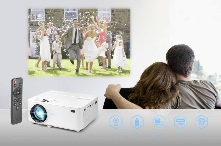 Produktbild: Technaxx Beamer TX-113 LED 1800 ANSI-Lumen 800 x 480 WXGA mit Fernbedienung, VGA Eingang, Integrierter Lautsprecher