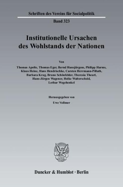 Produktbild: Institutionelle Ursachen des Wohlstands der Nationen.