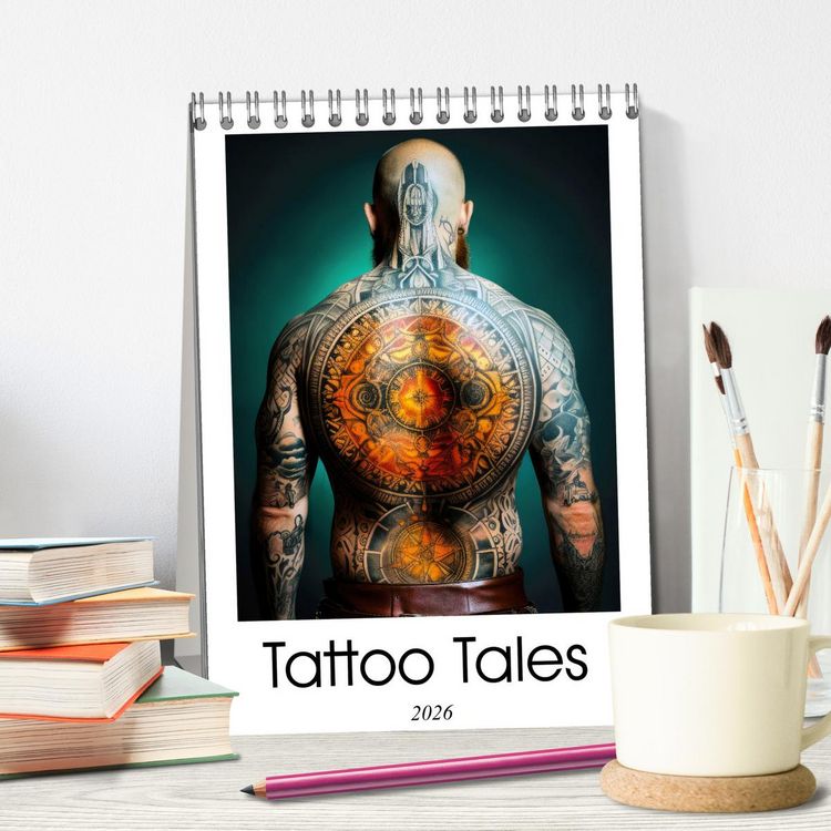 Produktbild: Tattoo Tales (Desk Calendar 2026 DIN A5 portrait), CALVENDO 12 Month DeskCalendar