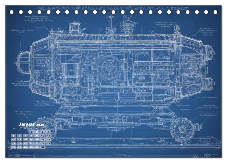 Produktbild: Steampunk - Blaupausen (Tischkalender 2026 DIN A5 quer), CALVENDO Monatskalender