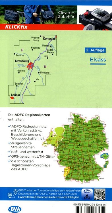 Produktbild: BVA ADFC Regionalkarte Elsass 1:75.000