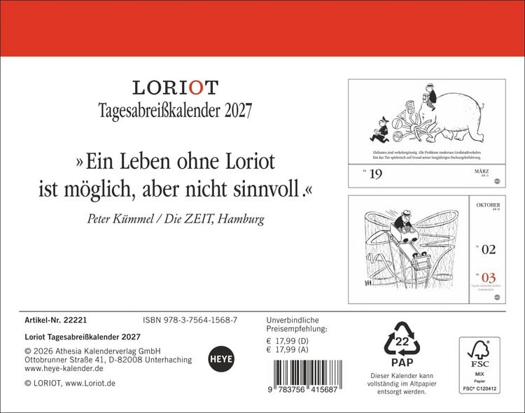 Produktbild: Loriot Tagesabrei&szlig;kalender 2027