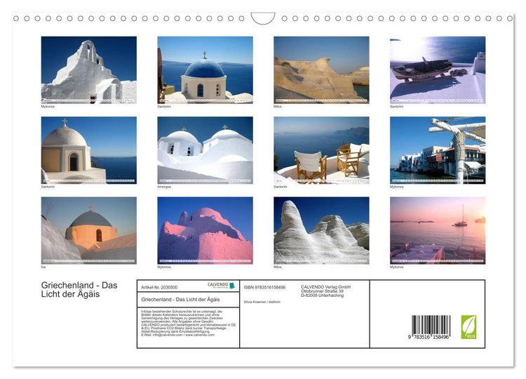 Produktbild: Griechenland - Das Licht der &Auml;g&auml;is (Wandkalender 2026 DIN A3 quer), CALVENDO Monatskalender