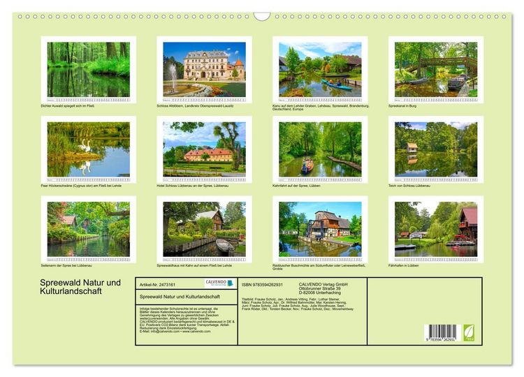 Produktbild: Spreewald Natur und Kulturlandschaft (Wandkalender 2027 DIN A2 quer), CALVENDO Monatskalender